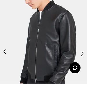 EUC Theory men’s medium black lamb skin bomber jacket.